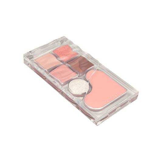 A stylish rom&nd Bare Layer Mood Palette showcasing 7 shades of vegan eyeshadow and blush, perfect for elevating your makeup game.