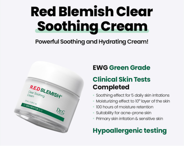 a bottle of red blemish clear soothing cream