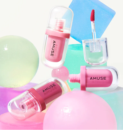 Vibrant shades of Amuse - Jelly Ever After - Jel-Fit-Tint, featuring 8 shades of long-lasting lip tint in a clear, jelly-like color.