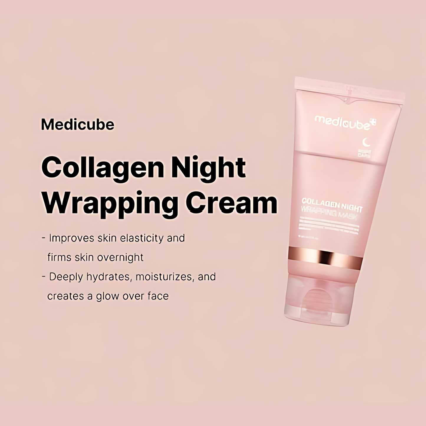 Before and after results of using Medicube - Collagen Might Wrapping Mask, showcasing the effectiveness of this overnight collagen mask in transforming skin.