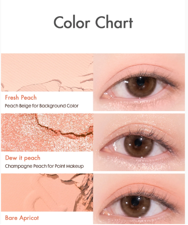 Swatches of rom&nd's Apricot and Strawberry Mood palettes on skin, demonstrating the exquisite range of colors for all your makeup needs.