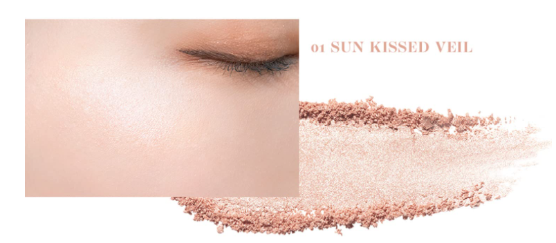 Close-up of skin showing the rom&nd See-Through Veil Lighter applied, capturing its natural shine and dewy finish.