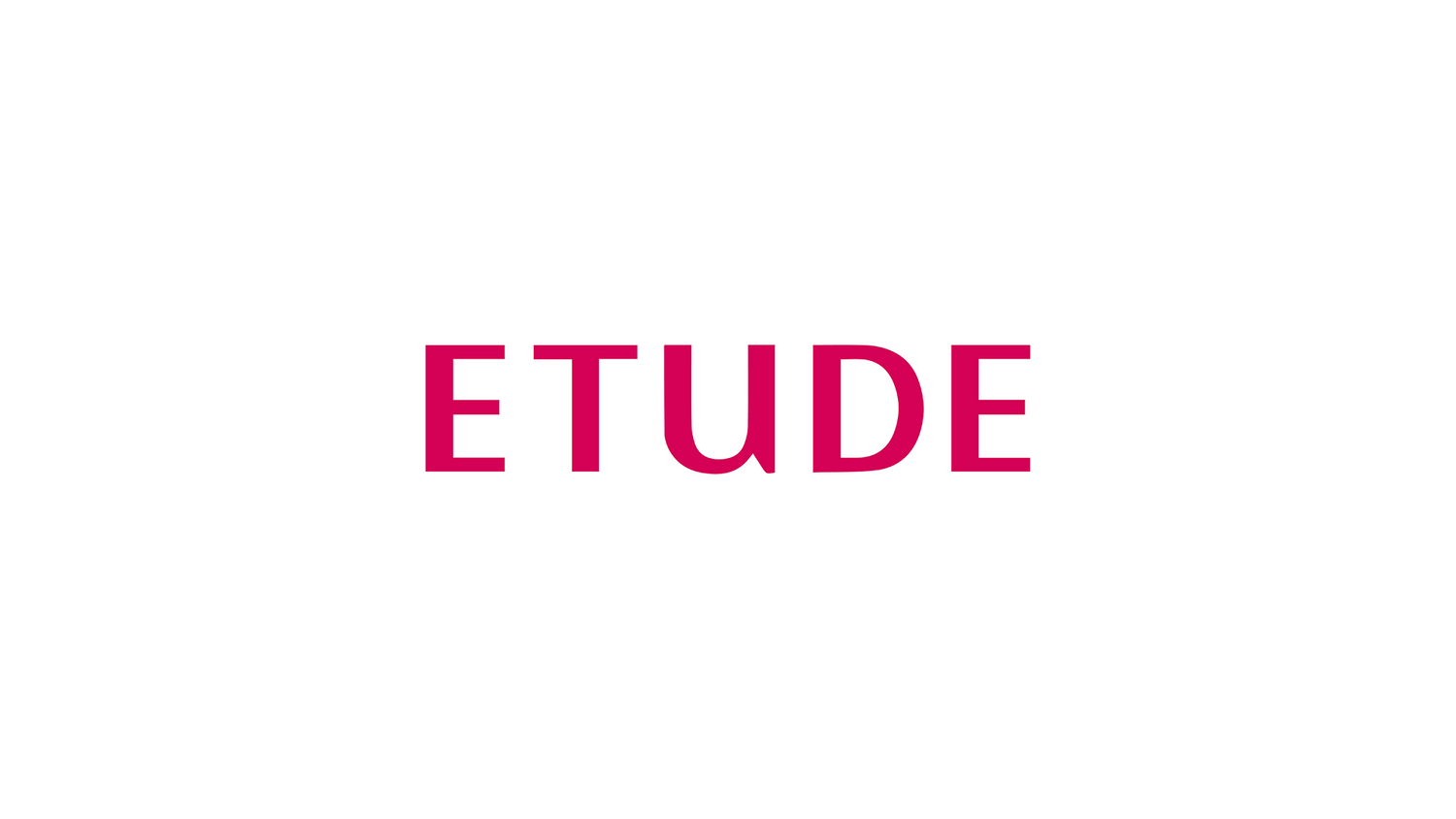 the word etude is written in red on a white background