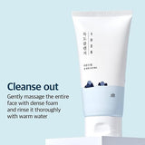 Round Lab 1025 Dokdo Cleanser tube with instructional text emphasizing gentle cleansing, ideal for maintaining skin health.