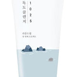 Round Lab 1025 Dokdo Cleanser product image featuring a clear design with blue and white tones, and imagery suggesting a soothing effect.
