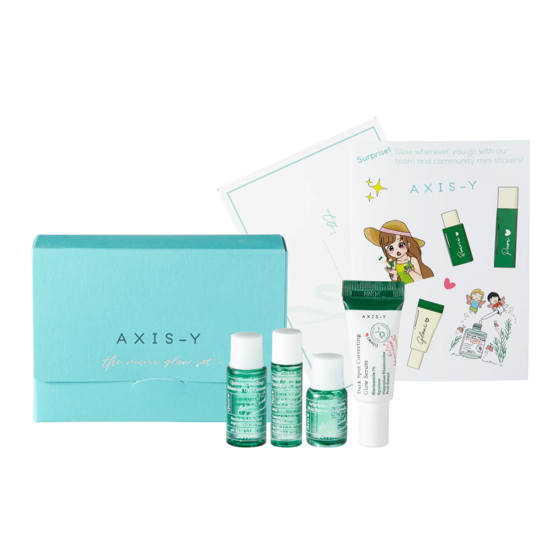 an assortment of skin care products in a blue box