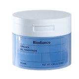 Biodance Cera-Nol Gel Toner Pads packaging, featuring a light blue tub with a white lid, designed for deep hydration and soothing skin care.