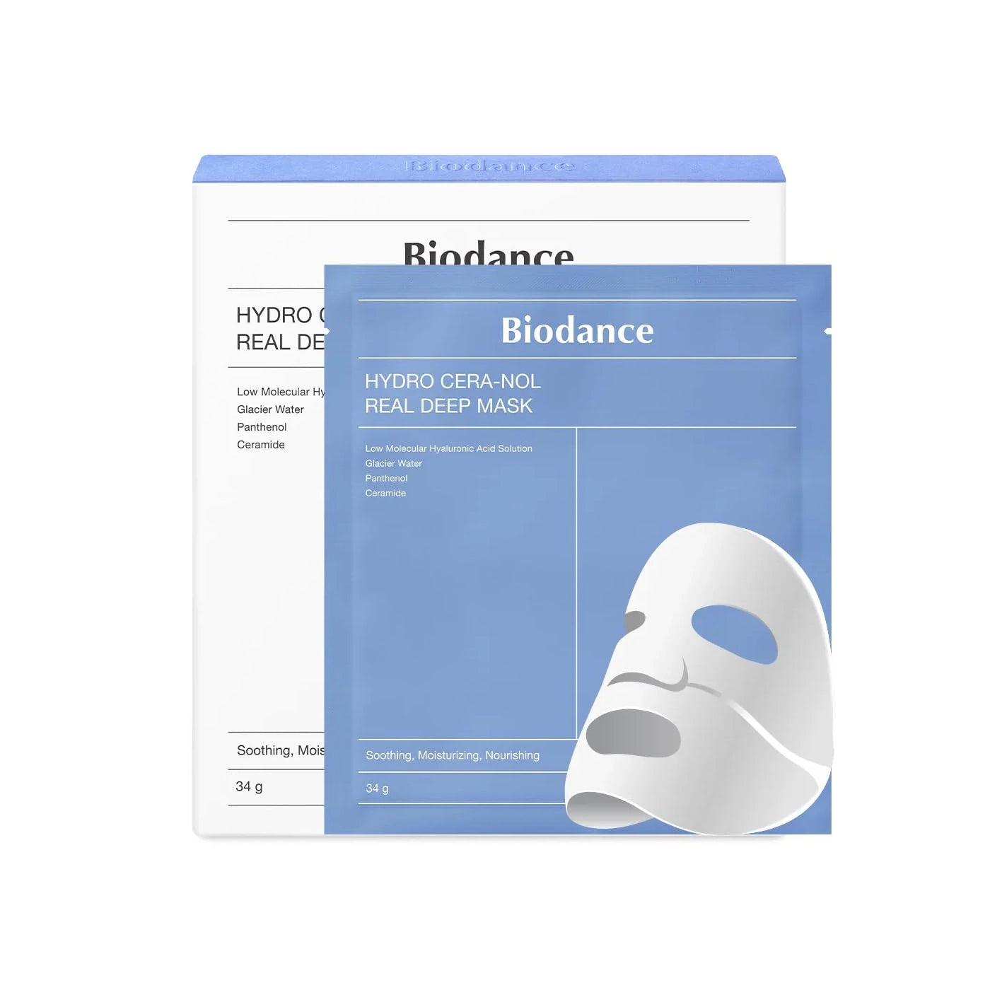 a sheet mask on a white background