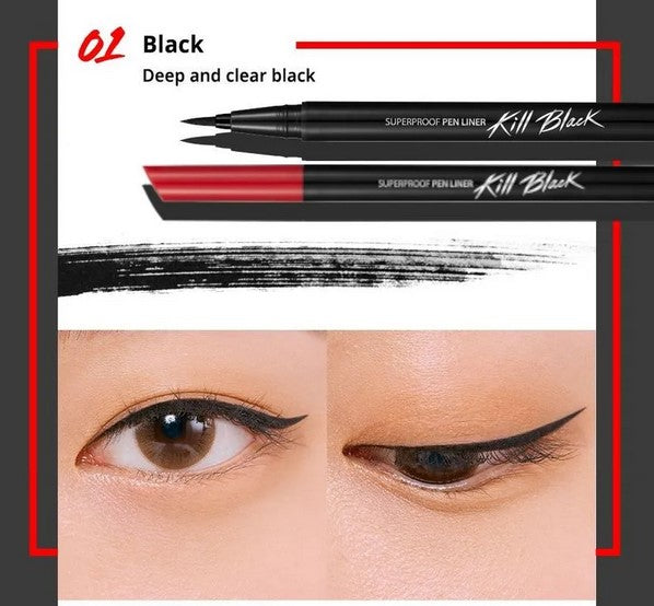 a close up of a pair of black eyeliners