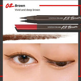 a close up of a person's eye with a pencil