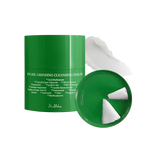 Dr. Althea Pure Grinding Cleansing Balm in a green jar, showcasing its unique formula with a sorbet-like texture, ideal for all skin types. The image features the balm alongside a spatula, highlighting its hygienic, easy-to-use design for effective makeup removal and skin nourishment.