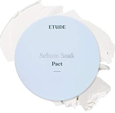 sebum soak pact in a white container
