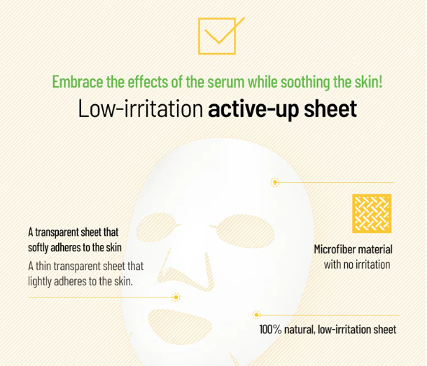 a white sheet mask with information about how to use it