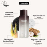 Ingredients of Haruharu Wonder - Black Rice Hyaluronic Toner, highlighting powerful elements like hyaluronic acid and panax ginseng, essential for a moisturizing black rice toner routine.