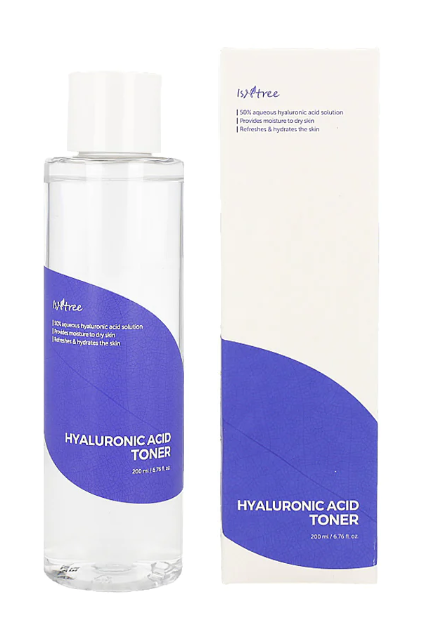 a bottle of hyalurionic acid toner next to a box