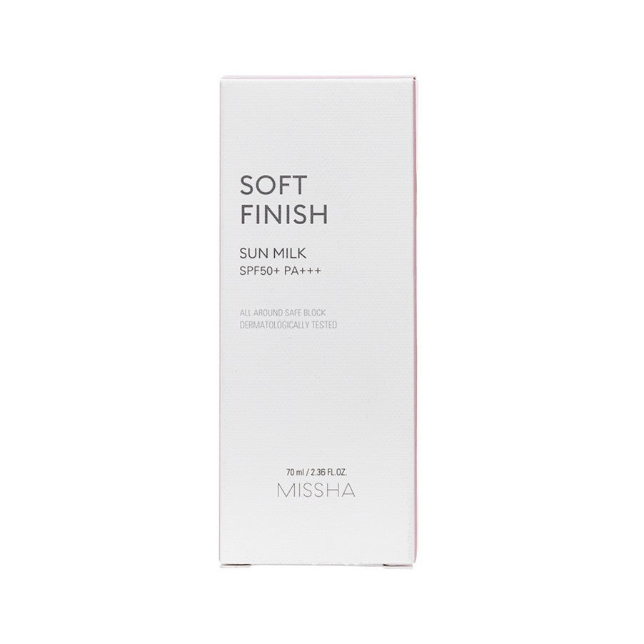 Missha - Soft Finish Sun Milk SPF50+ PA+++ is your go-to best sunscreen for oily skin, delivering all-day UV defense and sebum control for a shine-free complexion.