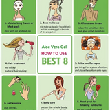 Nature Republic Soothing & Moisture Aloe Vera 92% Gel illustrated with fun ways to use aloe vera, making it clear that this gel can be a beauty superhero!