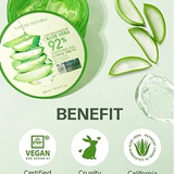Nature Republic Soothing & Moisture Aloe Vera 92% Gel highlights the product benefits with icons, delivering a visual punch of hydration and eco-friendliness!
