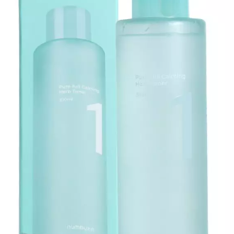 Numbuzin Pure Full Calming Herb Toner displayed in its packaging, emphasizing its calming benefits and appealing visual design.