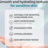 Graphic highlighting the benefits of Numbuzin Pure Full Calming Herb Toner for sensitive skin, featuring icons for non-comedogenic, fragrance-free, and hypoallergenic properties.