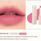 A chic shot of 'Pink Go Up' shade from Peripera Ink Mood Matte Lipstick, perfect for a fresh, rosy look.
