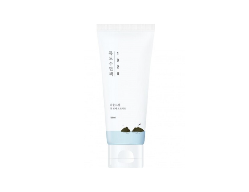 Round Lab 1025 Dokdo Sleeping Pack 100ml in a sleek, minimalist tube design, perfect for overnight hydration and soothing skin care.