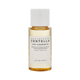 Small bottle of Skin1004 Madagascar Centella Light Cleansing Oil, featuring a minimalistic label, ideal for travel and gentle cleansing.