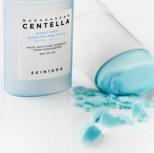 Skin 1004 Madagascar Centella Hyalu Cica Sunscreen Stick for Sensitive Skin - SPF 50+ PA++++, the ideal sunscreen stick for sensitive skin offering non-sticky hydration and powerful UV protection.