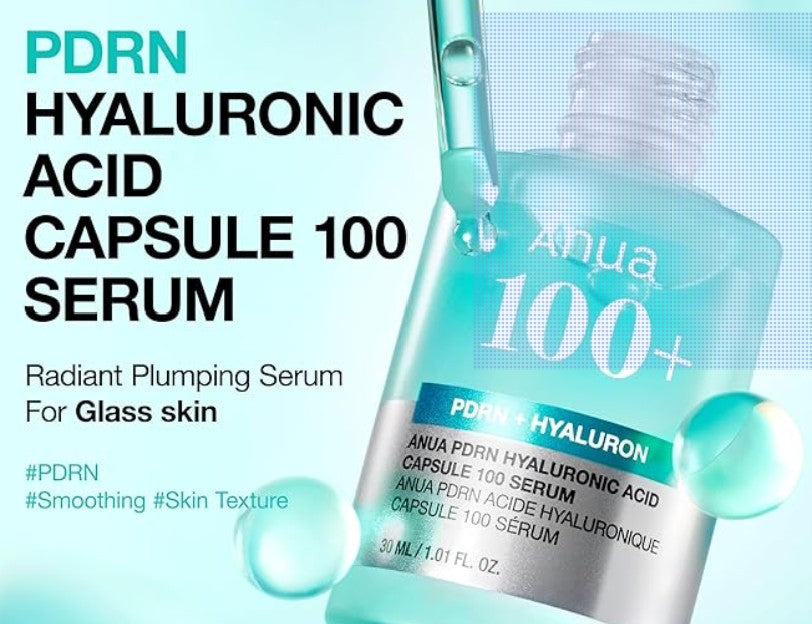 Anua PDRN Hyaluronic Acid Capsule 100 Serum – Radiance-Boosting, Plumping Face Serum for Deep Hydration & Glowing Skin 30 ml