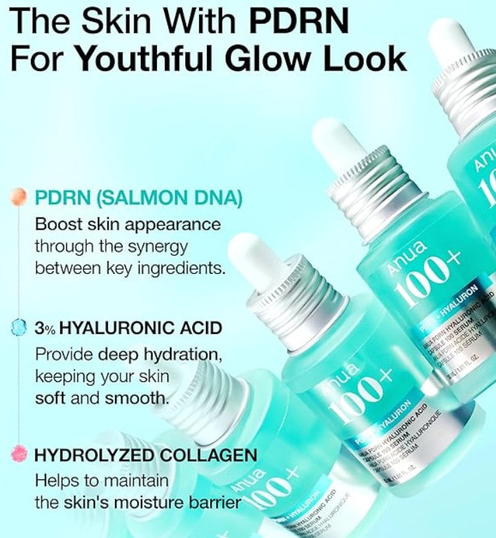 Anua PDRN Hyaluronic Acid Capsule 100 Serum – Radiance-Boosting, Plumping Face Serum for Deep Hydration & Glowing Skin 30 ml