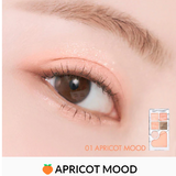 A vibrant arrangement of the rom&nd Bare Layer Mood Palette highlighting the Strawberry Mood, placed beautifully on pink florals.