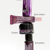 Overview of the Mizon Collagen Mini Set, highlighting key products: toner, emulsion, and eye cream, promoting firmer, younger-looking skin.