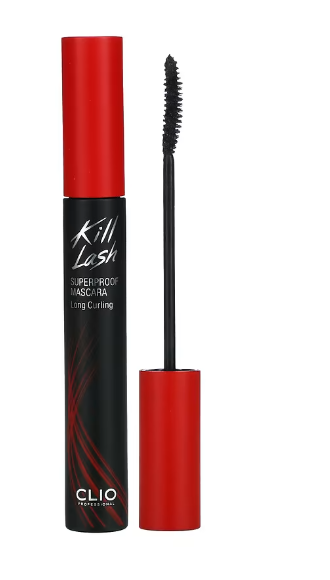 a mascara with a red tube on top of it