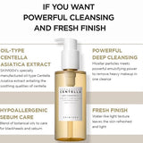 Skin1004 Madagascar Centella Light Cleansing Oil artistically placed on textured stone background, promoting its calming and hydrating benefits.